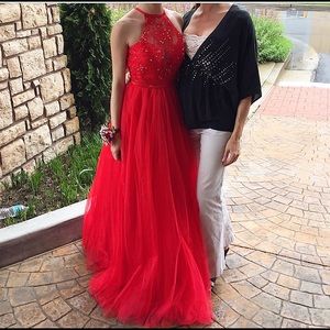 Camille la vie Red Prom Dress Open Back
